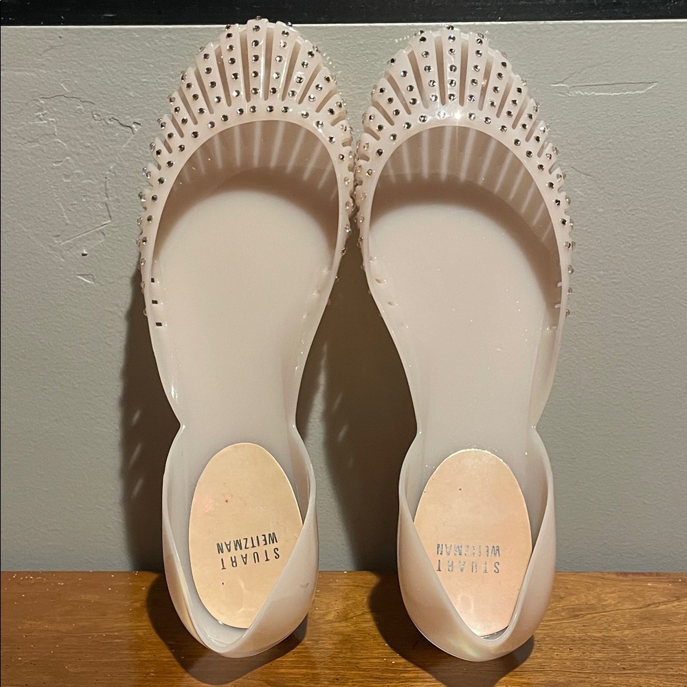 Stuart Weitzman Women's Beige Studded Flats